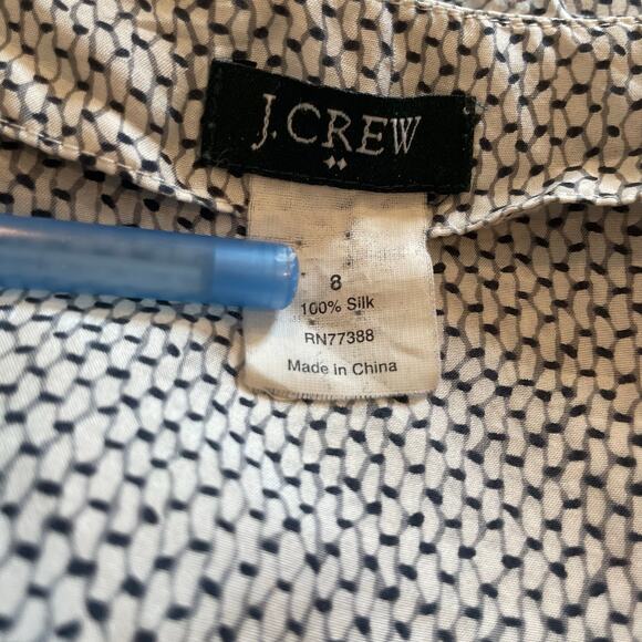 J.Crew Factory Silk Blouse Sleeveless Ruffle V Neck Office Date Black White 8 - Picture 10 of 11
